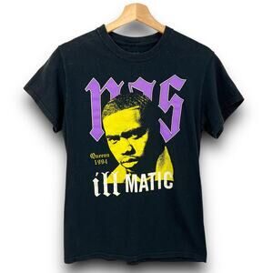 Nas Illmatic Graphic Print Tee Shirt Small Unisex Black Hip Hop Streetwear Rap